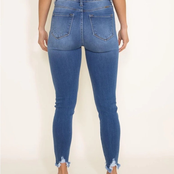 fashionable retro vintage style frayed dark Jeans - Picture 2 of 5